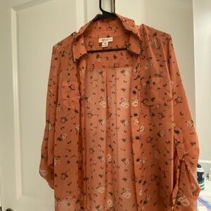 Style & Co. Coral Floral Blouse